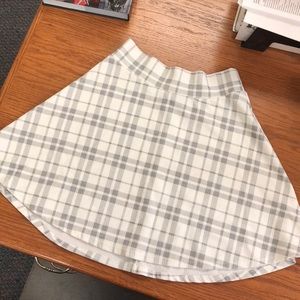 White and Grey Plaid Skirt